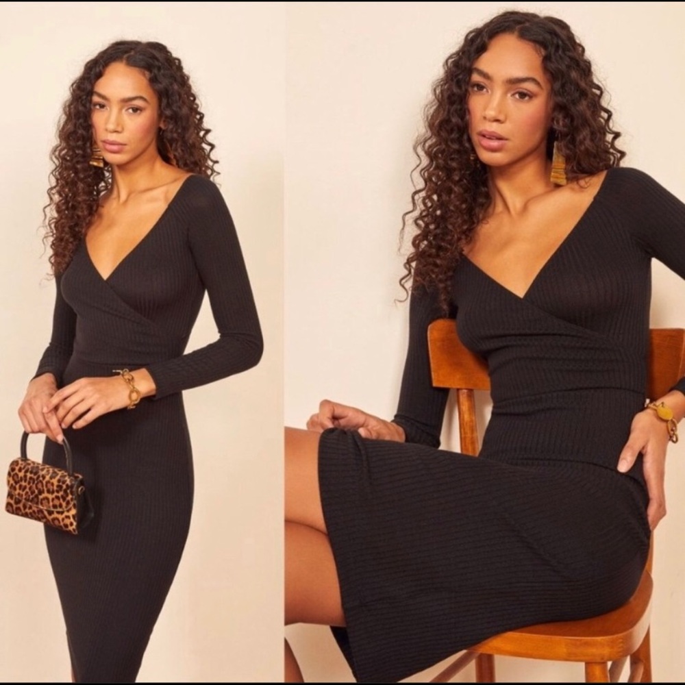 NWT Reformation Mickey Ribbed Long Sleeve Dress